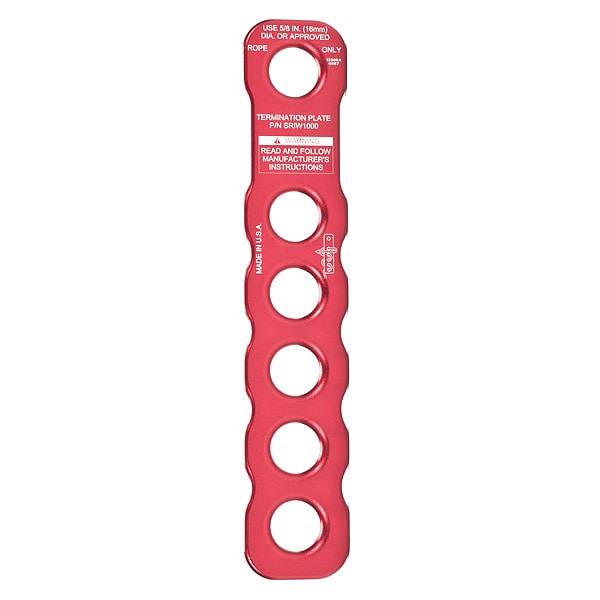 Msa Safety Termination Plate, 400 lb, Aluminum, For Use With: Rescue Ropes - SRIW1000