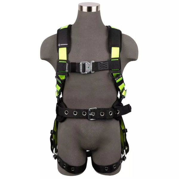 Safewaze PRO Construction Harness: 1D, QC Chest, TB Legs, Fixed Waist Pad, S, No Side D-Rings - 021-1442