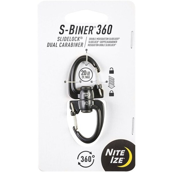 Nite Ize S-Biner 360 SlideLock Series Dual Carabiner, Wire, 1 in L, Zinc Alloy - SBLR2-01-R3