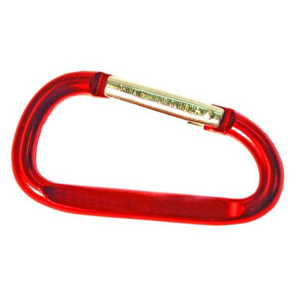 Ez Wrap N Go Carabiner, Solid Gate, 7/8 in Opening, Spring-Loaded, Aluminum, 2 in Length, Red, 4PK - 60RCARAB