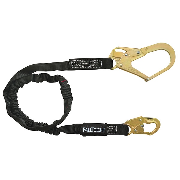 Condor Shock-Absorbing Lanyard, 425 lb. Wt. Capacity, Steel Snap Hook, Steel Rebar Hook, 6 ft., 1 Leg - 45J290