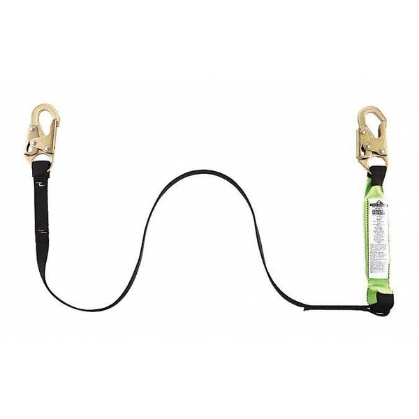 Peakworks Shock Absorbing Lanyard, Webbing, Adjustable- Single Leg, Body Snap/Anchor Snap, 6 ft - V8104300