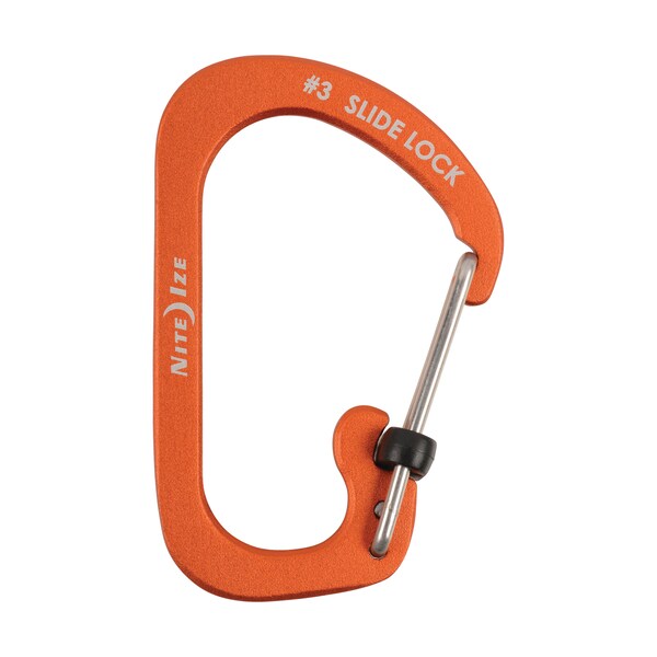 Nite Ize 2023 Nite Ize Slidelock Carabiner Aluminum #3, Orange - NIT-CSLA3-19-R6