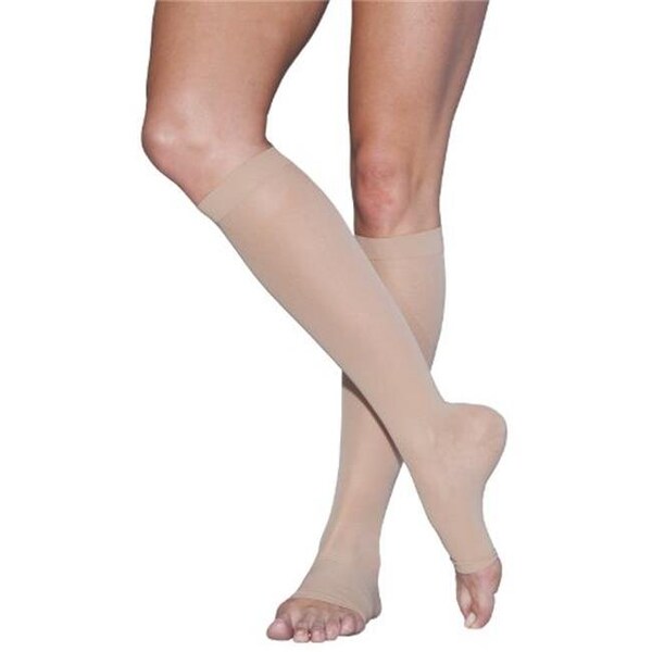 Sigvaris Sigvaris EverSheer 781CMSO33 15-20 Mmhg Open Toe Medium Short Calf Hosiery For Women; Natural - 781CMSO33
