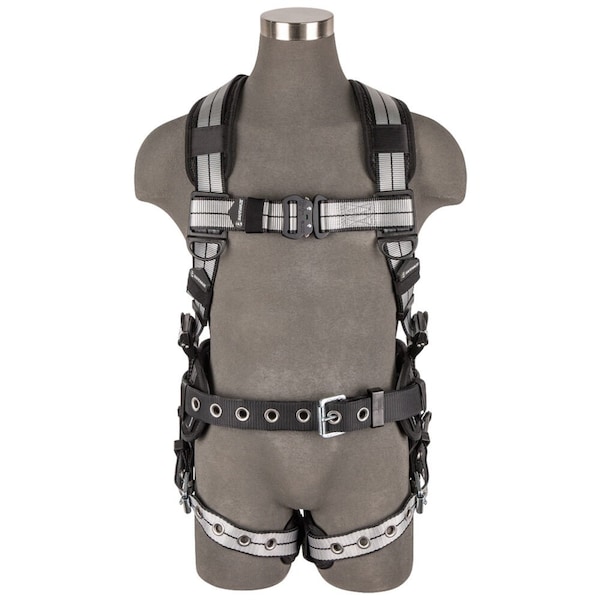 Safewaze PRO+ Slate Construction Harness: Alu 1D, Alu QC Chest, TB Legs, XL - 020-1200