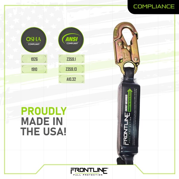 Frontline Patriot 6' Single Leg Elastic Lanyard with Snaphooks - LES61S-US