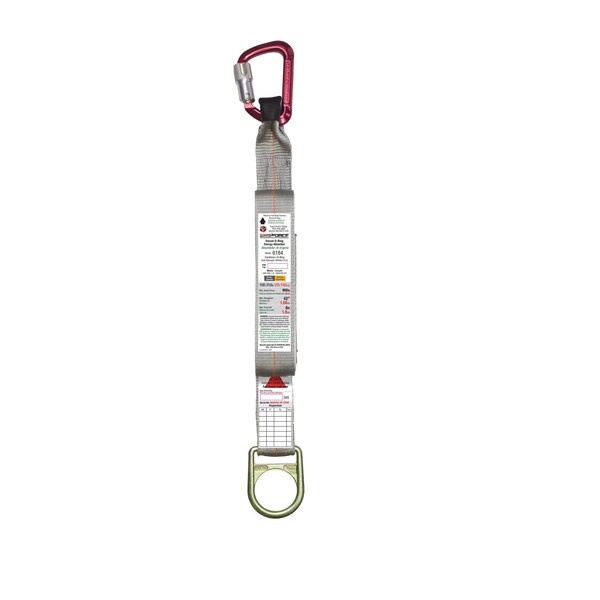 Super Anchor Safety ANSI Z359.13 Energy Absorber A-End Aluminum Carabiner 5006-Z B-End D-ring. 23" Service Length. - 6184