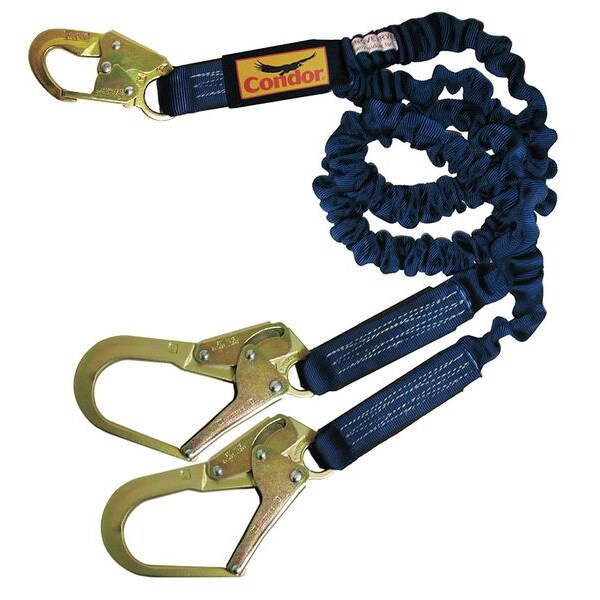Condor Shock Absorbing Lanyard, 4 ft. 6" to 6 ft., Blue - 19F387