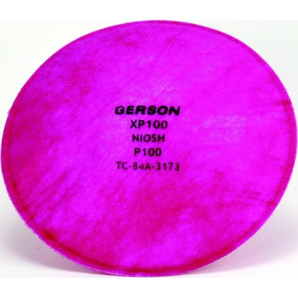 Gerson Respirator Particulate Filter Discs, P100, Pancake Style, Case of 50 Pairs, 100PK - 08XP100