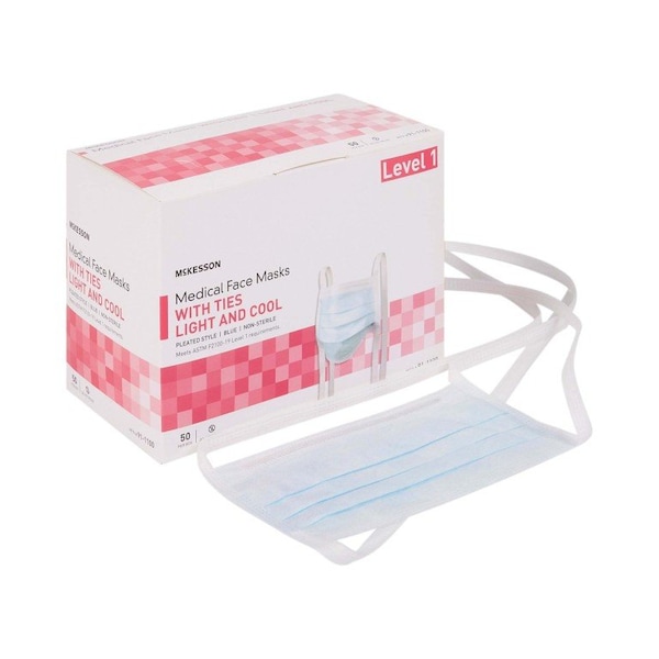 Mckesson Classic Style Light & Cool Surgical Mask, Blue, 50PK - 91-1100