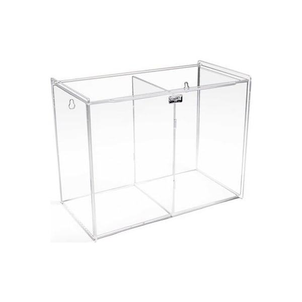Trippnt Double Face Mask Dispenser, Safety Apparel Holder, Acrylic, Clear, 12inW x 9inH x 6inD - 50778