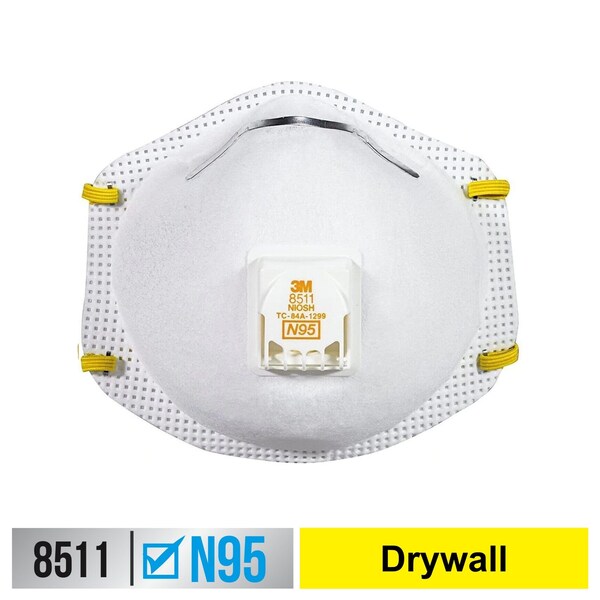 3M N95 Disposable Respirator w/ Valve, Universal, PK6 - 8511DA1-2A-PS