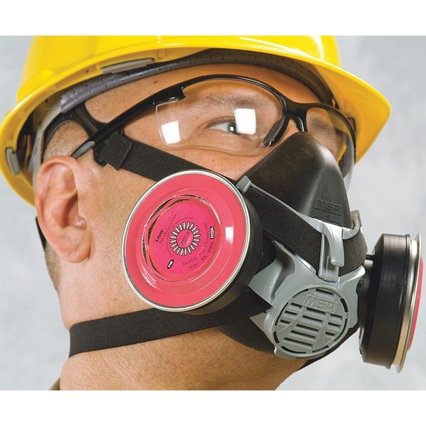 Msa Safety Half Mask Respirator Kit: 2 Cartridges Included, P100, Magenta, Advantage Series, Threaded, Size L - 10X303-4LN08