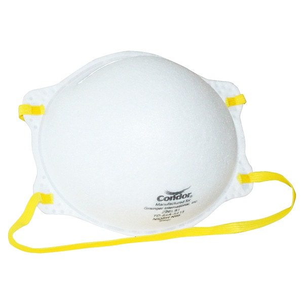 Condor Disposable Respirator, N95, Molded, Dual, Non-Adjustable, Metal Nose Clip, M - 22EL81