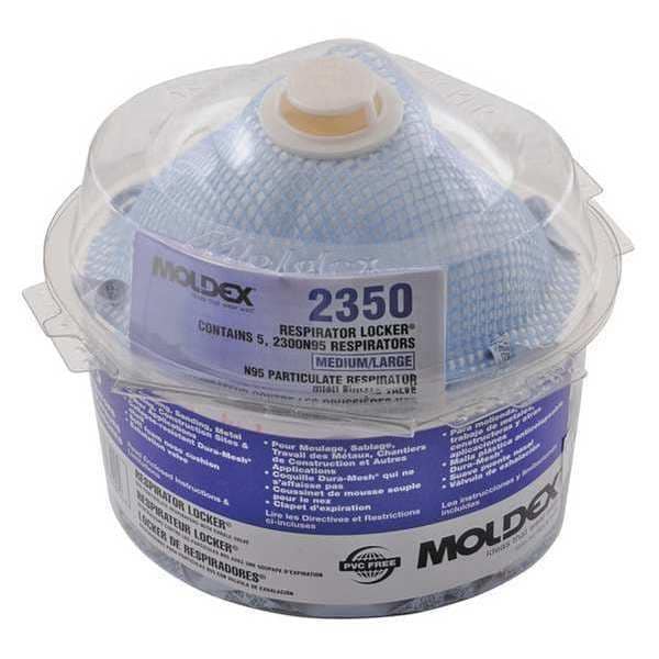 Moldex Disposable Respirator, N95, Molded, Dual, Non-Adjustable, None, M - 2350N95