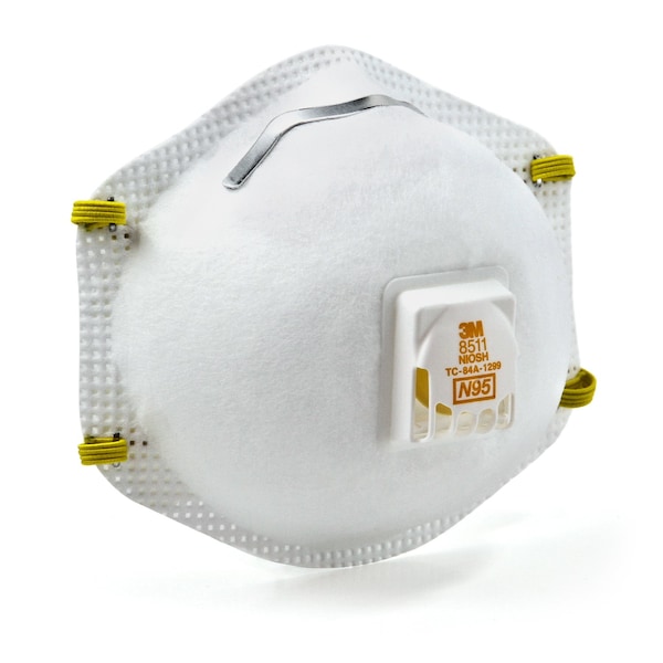 Scotch 3M N95 Paint Sanding Cup Disposable Respirator Pro-Series Valved White One Size Fits All 1 pc - 8511PA1-A-PS