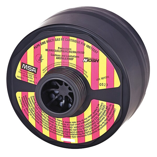 Msa Safety PAPR Cartridge, Black, Threaded, MSA(R) Millennium and Ultra Elite Respirators - 10072237