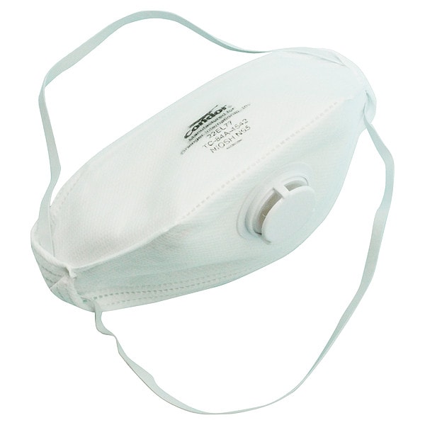 Condor Disposable Respirator, N95, Flat-Fold, Single, Non-Adjustable, Metal Nose Clip, M - 22EL77