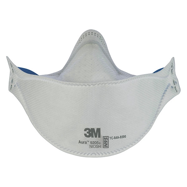 3M Disposable Respirator, N95, Flat-Fold, Dual, Non-Adjustable, Metal Nose Clip, Universal - 9205+