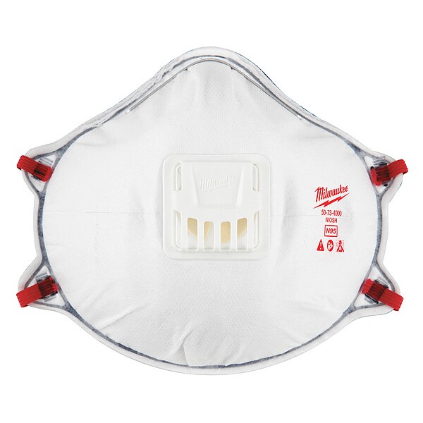 Milwaukee Tool Disposable Respirator, N95, Molded, Dual, Adjustable, Molded Nose Bridge, M - 48-73-4001