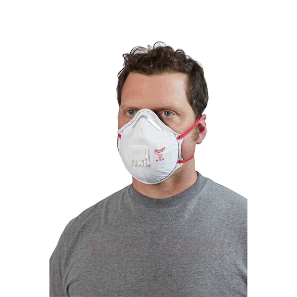 Milwaukee Tool Disposable Respirator, N95, Molded, Dual, Adjustable, Molded Nose Bridge, M - 48-73-4001