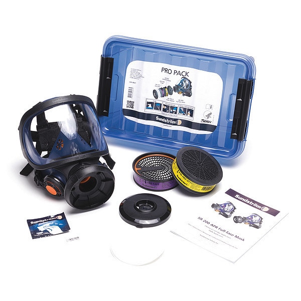 Sundstrom Safety Full Face Respirator Kit, SR 200 Series, Snap-In Gasket, Size M 2 Cartridges Included - PRO PACK SR 200