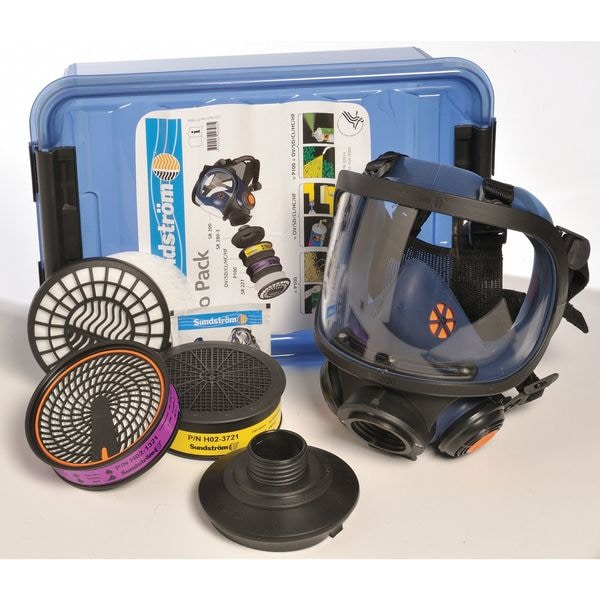 Sundstrom Safety Full Face Respirator Kit, SR 200 Series, Snap-In Gasket, Size M 2 Cartridges Included - PRO PACK SR 200