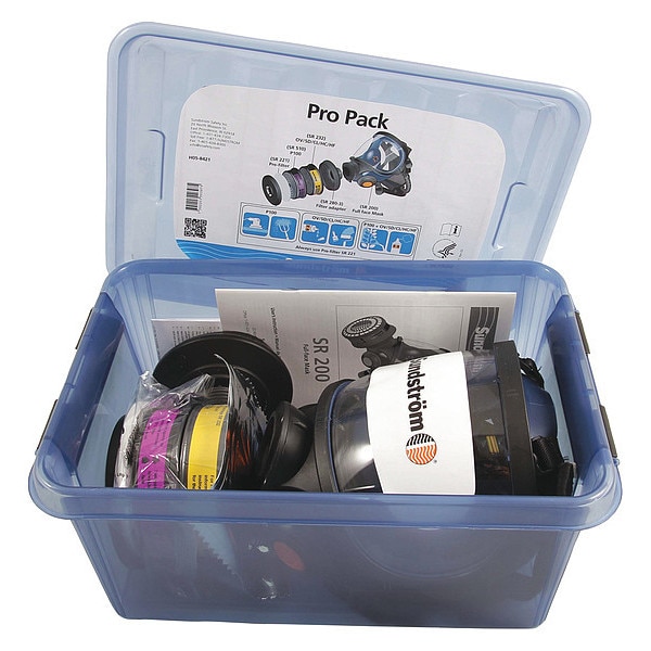 Sundstrom Safety Full Face Respirator Kit, SR 200 Series, Snap-In Gasket, Size M 2 Cartridges Included - PRO PACK SR 200