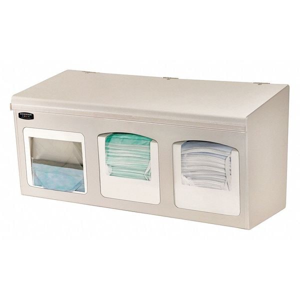 Bowman Dispensers Face Mask Dispenser, 3 Compartments, Beige - FM001-0212