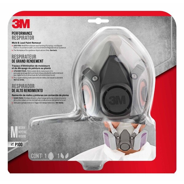 Scotch 3M P100 Lead Paint Removal Respirator Valved Gray M 1 pk - 62093H1-DC