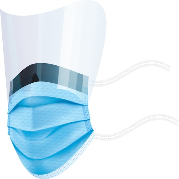 Ironwear Level 3 Blue Disposable Procedural Face Mask with AntiFog Shield and Tie Straps Blue - 1509-B