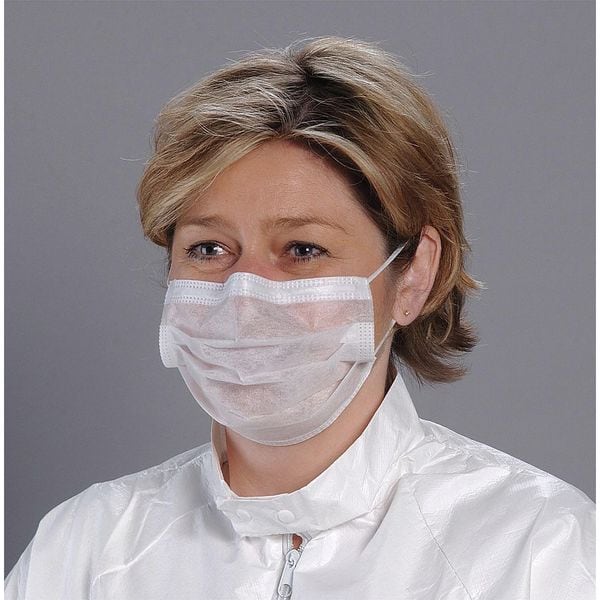 Alpha Pro Tech Disposable Procedural Face Mask, 1-Ply, Dual, Non-Adjustable Strap, Metal Nose Clip, White, M - 9040