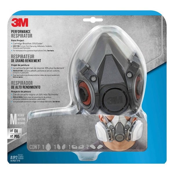 Scotch 3M P95 Paint Project Half Face Respirator Valved Gray M 1 pc - 6211P1-DC