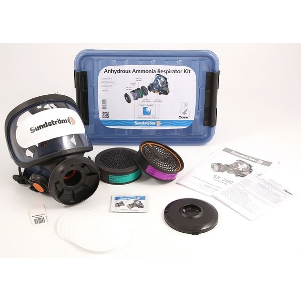 Sundstrom Safety Full Face Respirator Kit, SR 200 Series, Ammonia (AM), Methylamine (MA), P100, Fixed, Size M - H05-8621