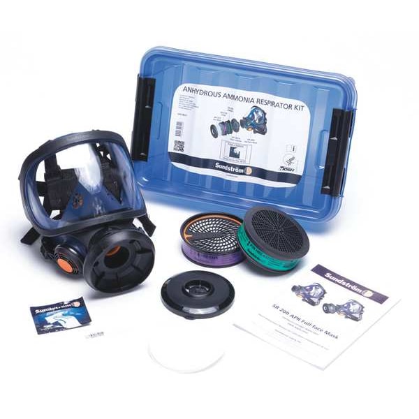 Sundstrom Safety Full Face Respirator Kit, SR 200 Series, Ammonia (AM), Methylamine (MA), P100, Fixed, Size M - H05-8621