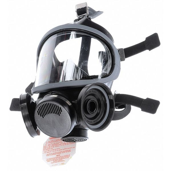 Msa Safety Full Face Respirator, Ultra-Twin Series, Not Rated, Threaded, Size S 0 Cartridges Included - 480263