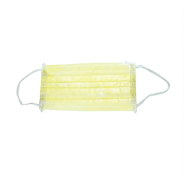 Hcs Procedural Mask, 3-Ply, Dual, Non-Adjustable Strap, Metal Nose Clip, Yellow, M, 300 PK - HCS3014