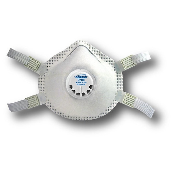 Gerson P100 Respirator with Valve, 5-Count, Case of 10, 50PK - 082280