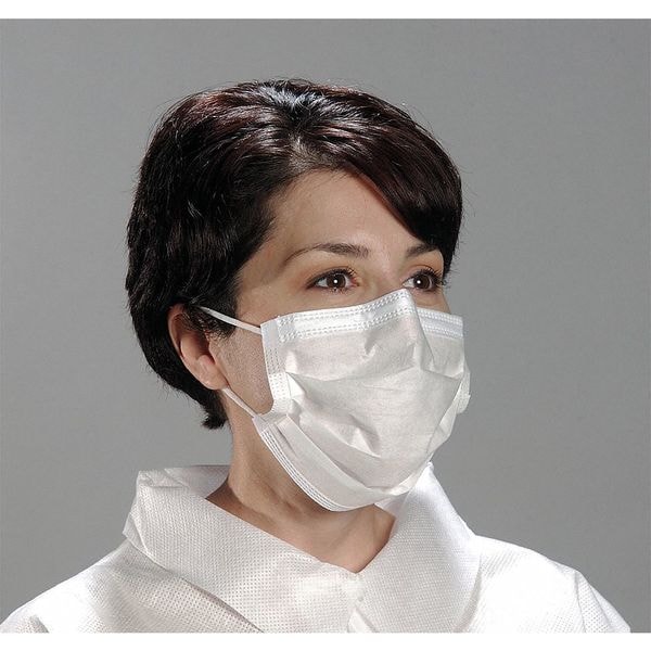 Alpha Pro Tech Disposable Procedural Face Mask, Dual, Non-Adjustable Strap, Metal Nose Clip, White, M, 500 PK - 9010