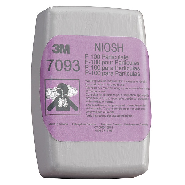 3M Filter, Nuisance Acid Gas/Nuisance Organic Vapor/P100, Bayonet, Magenta/Olive, 12 Pack - 7093