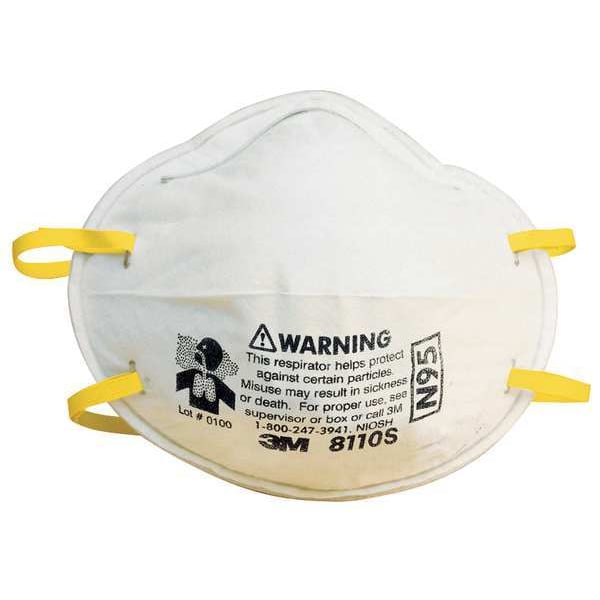3M Disposable Respirator, N95, Molded, Dual, Non-Adjustable, Metal Nose Clip, S - 8110S