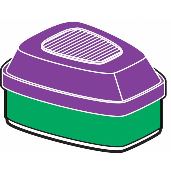 3M Combination Cartridge/Filter, 6000, Green, Magenta, Bayonet, 3M(TM) Half and Full Respirators - 60924
