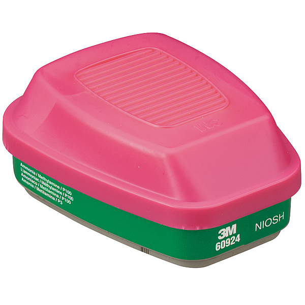 3M Combination Cartridge/Filter, 6000, Green, Magenta, Bayonet, 3M(TM) Half and Full Respirators - 60924