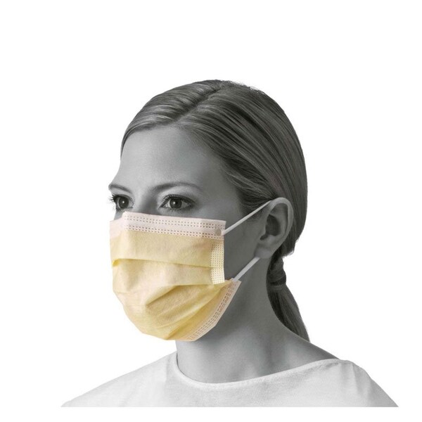 Dynarex Yellow Isolation Masks with Ear Loop - Glass Free, 50PK - 2208