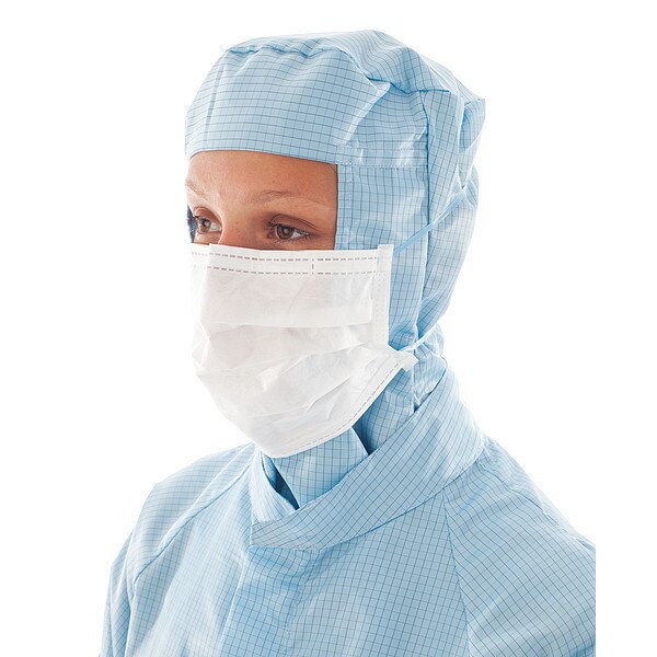 Bioclean Cleanroom Mask, 3-Ply, Dual, Non-Adjustable Strap, None, White, M, 600 PK - MEA210-1
