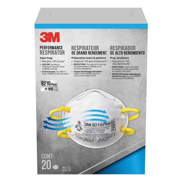 Scotch 3M N95 Paint Prep Cup Disposable Respirator White One Size Fits Most 20 pk - 8210PP20-DC