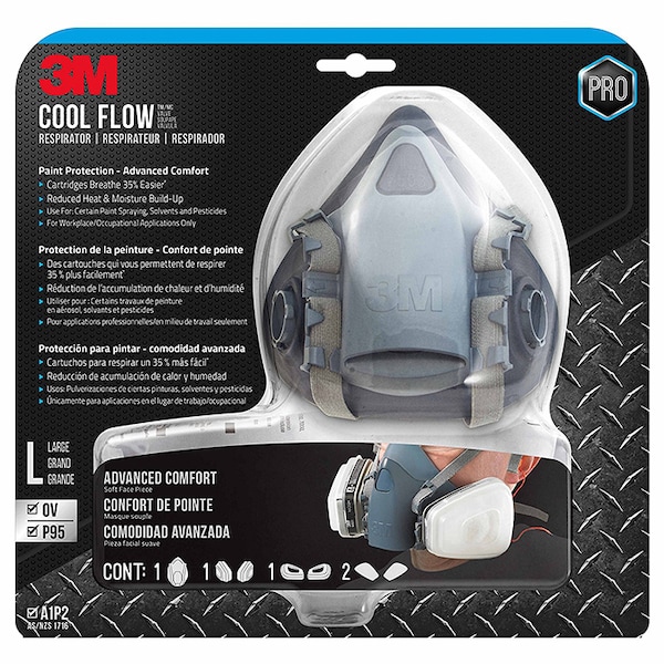 3M Large Tekk Protection Cool Flow Professional Paint Respirator - 7513PA1-A