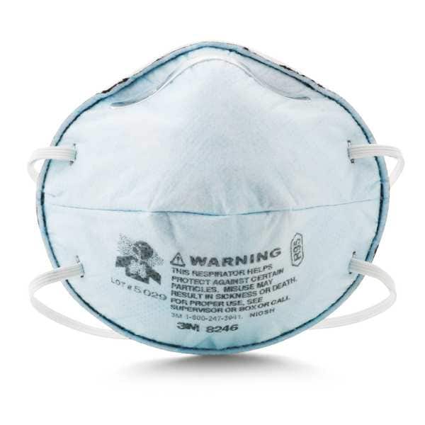 3M Disposable Respirator, Nuisance Acid Gas, R95, Molded, Dual, Non-Adjustable, Metal Nose Clip, M - 8246