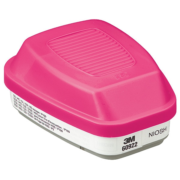 3M Combination Cartridge/Filter, 6000, Magenta, White, Bayonet, 3M(TM) Half and Full Respirators - 60922
