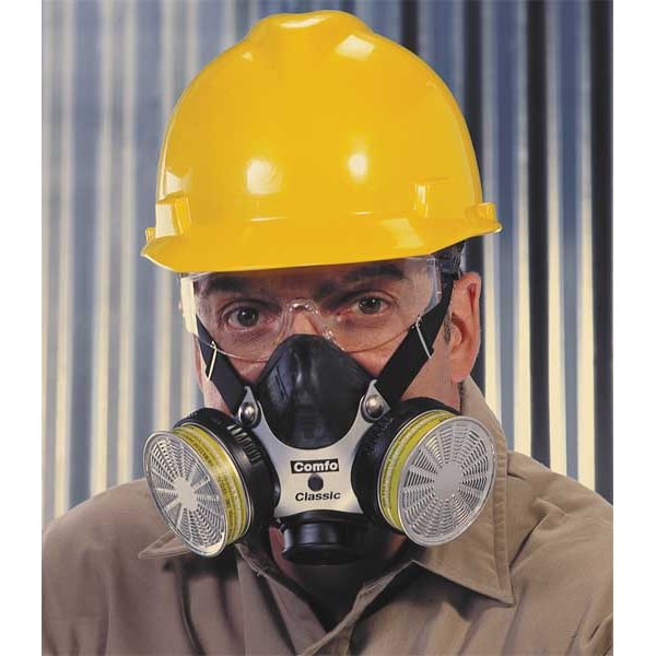 Msa Safety Half Mask Respirator, Comfo Classic Series, Not Rated, Threaded, Size M 0 Cartridges Included - 808074